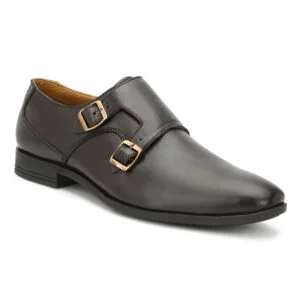 Leather Double Strap Buckle Monk Formal Shoes